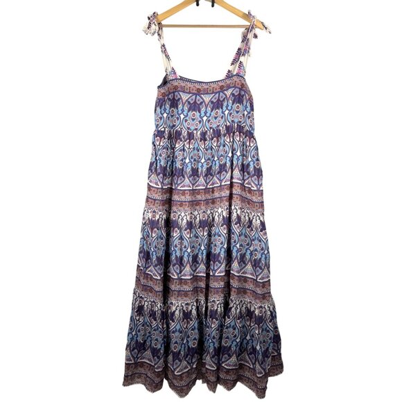 Caroline‎ Constas floral paisley babydoll boho colorful maxi dress sz M - Picture 2 of 8